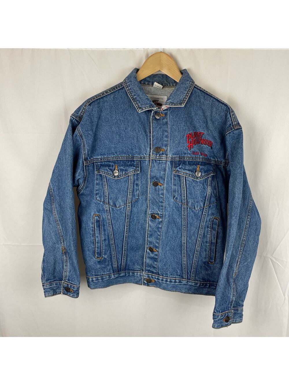 Planet Hollywood Las Vegas Men's Vintage Button Up Jean Blue Denim Jacket 90s S